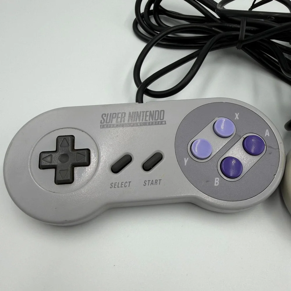 2 Nintendo SNES Controllers OEM Super Nintendo SNS-005 Gray Purple Made in Japan